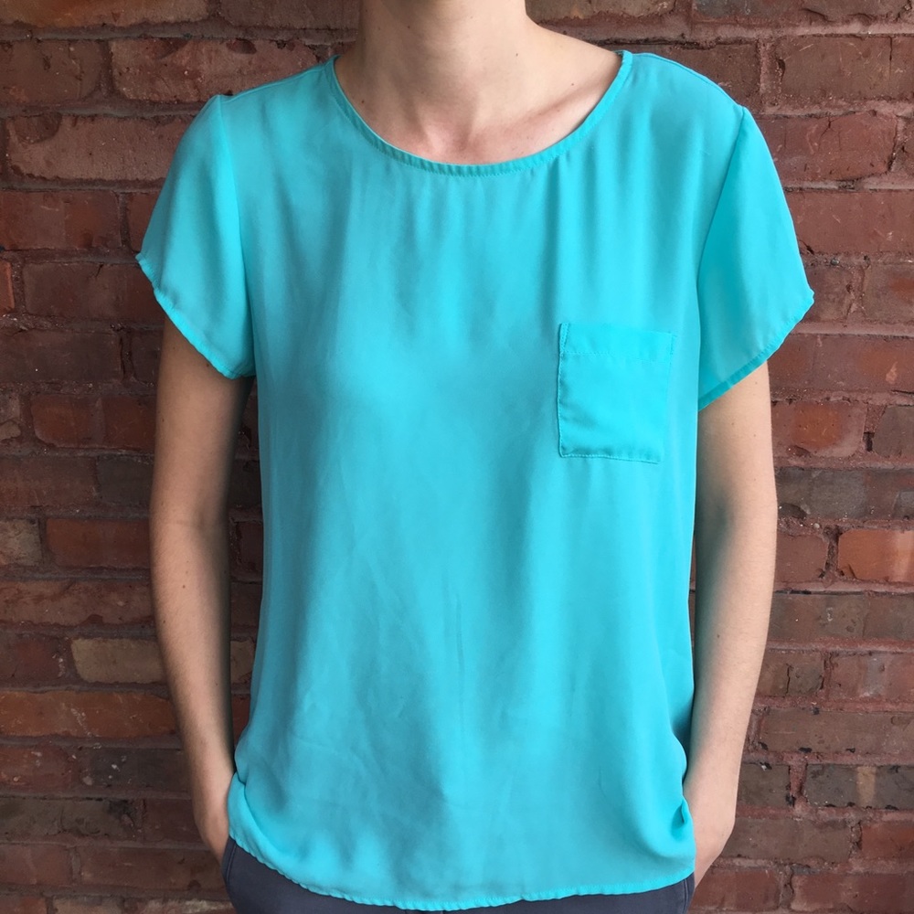 Turquoise Short Sleeve Blouse